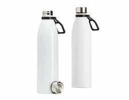 Garrafa de inox com capacidade de 1,1 litros, ideal para armazenar bebidas quentes ou frias. Possui tampa rosqueável que evita vazamentos e alça plástica para facilitar o transporte, sendo prática para o uso diário ou em deslocamentos.
