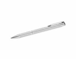 Caneta esferográfica em alumínio com acabamento metalizado, que oferece elegância e durabilidade. Possui clipe metálico, ideal para prender em bolsos, cadernos ou agendas. Leve, resistente e com escrita suave, é perfeita para uso diário, brindes corporativos e ações promocionais, valorizando sua marca com sofisticação.