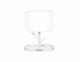 Este espelho de mesa em formato retangular é uma opção funcional e elegante com estrutura em plástico de fácil montagem. Seu pedestal giratório permite o ajuste do espelho em diferentes ângulos e posições. Além disso, contém ganchos laterais e quatro divisórias na base para organizar objetos, ampliando a sua versatilidade.
