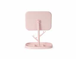 Este espelho de mesa em formato retangular é uma opção funcional e elegante com estrutura em plástico de fácil montagem. Seu pedestal giratório permite o ajuste do espelho em diferentes ângulos e posições. Além disso, contém ganchos laterais e quatro divisórias na base para organizar objetos, ampliando a sua versatilidade.