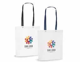 Sacola em non-woven (80 g/m²) termo-selado com alças de 55 cm. 330 x 390 x 80 mm