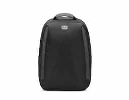 Mochila antirroubo em poliéster reciclado 600D com detalhes em PU e interior em poliéster reciclado 210D. Resistente à água, conta com compartimento principal com bolsos almofadados para notebook até 17.3" e tablet até 10.5", além de compartimentos laterais e frontais. Parte traseira acolchoada, pega superior e alça para trolley. Capacidade até 20 L.