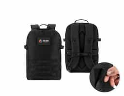 Mochila para utilização diária em ambientes profissionais ou de lazer, Ideal também para esportes e caminhadas ao ar livre. O seu design torna esta mochila um produto versátil e resistente. Composta por poliéster reciclado 600D de alta densidade e forro em poliéster reciclado 210D. Possui um compartimento principal com bolso para notebook até 17.3" e diversos bolsos que facilitam a organização dos itens, um bolso com zíper e um bolso lateral. Possui características particulares como cintas de compressão nas laterais, tiras multifuncionais em webbing, alça peitoral ajustável, pega na parte superior e alça para trolley em caso de necessidade. Contém também um emblema removível, com o mesmo material da mochila, ideal para personalização. Capacidade até 21L.