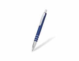 Caneta metálica com acabamento fosco, clipe resistente e ponteira plástica, unindo elegância e praticidade. Equipada com carga azul 1.0mm e acionamento por clique, oferece escrita suave e confiável. É um brinde corporativo versátil, com presença marcante e excelente custo-benefício.