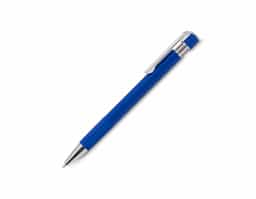 Caneta esferográfica em alumínio reciclado, com acionador e clipe cromado, escrita suave em tinta azul. Refil substituível tipo Parker garante durabilidade. Design elegante e sustentável, ideal como brinde corporativo que reforça sua marca com estilo e responsabilidade ambiental.