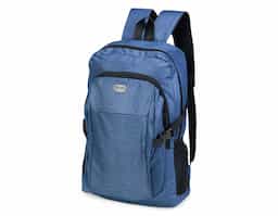 Mochila confeccionada em Oxford 300D resistente à água com capacidade máxima de 14 litros. Possui compartimento principal com divisória para organização de objetos internos e outro, localizado na parte frontal, com três bolsos internos em diferentes tamanhos. Conta ainda com bolsos laterais em tela de malha com elástico, um par de fivelas compressoras, alça superior em nylon e alças para as costas com revestimento externo em tecido respirável.