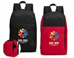 Mochila confeccionada em poliéster impermeável com fechamento em zíper e capacidade máxima de 14 litros. Conta com bolso frontal com abertura lateral, uma alça superior de mão em nylon e duas alças para as costas do mesmo tecido da mochila.