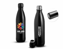 Garrafa térmica em inox 304 com tampa rosqueável e capacidade máxima de 780ml. Possui estrutura de parede dupla e vedação a vácuo, garantindo a temperatura de líquidos conservada por mais tempo.
