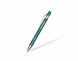 Caneta metálica moderna, com detalhe emborrachado no topo, ideal para interação com dispositivos de telas sensíveis ao toque. Possui acionamento por clique e carga esferográfica azul de 1,0 mm, garantindo escrita macia e precisa. Um brinde corporativo elegante, funcional e alinhado à rotina digital.