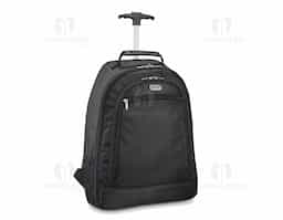 Mochila trolley para notebook 1680D e 600D. Com 2 rodas, possui compartimento principal almofadado para notebook 15.6 . Segundo compartimento forrado e com bolsos. Contém bolso frontal com zipper e bolsos laterais com tela. Pega extensível em alumínio e mola. 350 x 460 x 155 mm