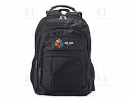 Mochila de nylon com capacidade de 30 litros, composta por quatro compartimentos, incluindo bolso interno acolchoado para notebook de até 15,6". Possui bolsos laterais em malha, duas alças de mão e parte traseira com revestimento espumado para maior conforto. 