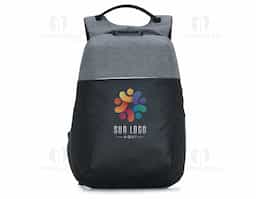 Mochila anti-furto para notebook com cadeado de segredo. Material poliéster com detalhes em nylon. 45,5x33,5x19
