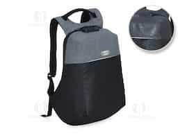 Mochila anti-furto para notebook com cadeado de segredo. Material poliéster com detalhes em nylon. 45,5x33,5x19