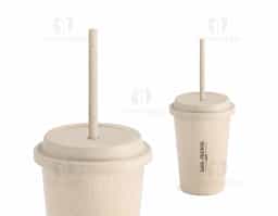 Copo de viagem fibra de bambu e PP com canudo retrátil capacidade 450 ml