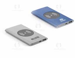 Bateria portátil e carregador wireless. alumínio. bateria polímero de lítio. LED: indicador de carga. capacidade: 4.000 mAh. tempo de vida = 500 ciclos. entrada 5V/2A e saída 5V/2A. incluso cabo USB/micro USB para carregar a bateria
