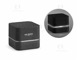 Caixa de som ABS acabamento emborrachado luz LED no seu interior transmissão por bluetooth. personalizável com logotipo iluminado. autonomia 2h. bateria 300mAh. inclui cabo USB -micro USB para carregamento