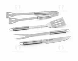 Kit churrasco aço inox 4 peças em estojo de alumínio food grade