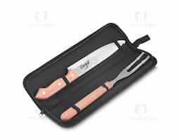 Kit Churrasco Estojo em nylon, faca 7 e garfo trinchante.