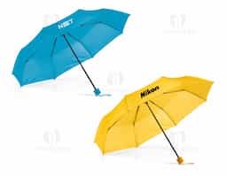 Guarda-chuva em poliéster 190T, dobrável em 3 seções e com abertura manual. Acompanha bolsa para guardar nas medidas: Ø40 x 215 mm.