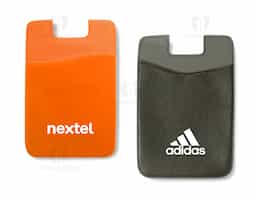 Adesivo porta cartão para celular, basta remover o selo traseiro e colar a parte adesivada no celular. Material de pvc com textura áspera/porosa.