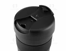 Caneca em aço inox parede dupla, conserva temperatura, pegador em silicone e bico com tampa. Capacidade 350ml.