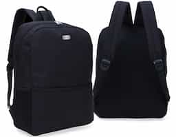 Mochila nylon poliéster para notebook. Possui compartimento grande com bolso interno para notebook, bolso pequeno frontal e bolsos laterais de rede. Zíperes prata, alça superior de nylon, alças ajustáveis para as costas e parte traseira revestida de espuma para maior conforto.