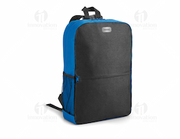 Mochila para notebook. 600D. Compartimento com divisória almofadada para notebook até 15.6''. Bolso lateral em tela e bolso frontal. Parte posterior e alças almofadadas