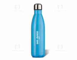 Garrafa 750ml em inox com tampa rosqueável e pintura brilhante. Obs.: Não é um modelo térmico.