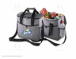 Bolsa térmica,capacidade 16 litros,tecido poliéster 300D, bolso frontal,alça de ombro regulável, parte interna soldada para retenção de líquidos,gravação da logomarca no bolso frontal ou tampa.