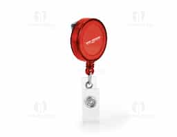 Porta crachá com clipe metálico com mecanismo extensível até aos 900 mm. Com presilha transparente e botão para adicionar bolsa porta-cartões.