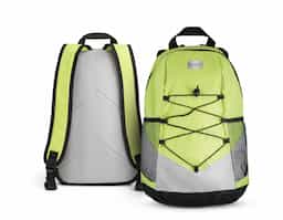 Mochila em 600D com bolsos laterais em tela e bolso interior. Parte posterior e alças almofadadas 250 x 420 x 180 mm