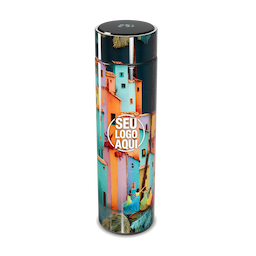 Garrafa térmica em aço inox com parede dupla 450ml com infusor,
Display LED com termômetro digital na tampa para indicar a temperatura do líquido,
Conserva líquido quente por até 5 horas e líquido frio até 7 horas