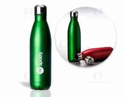 Garrafa 750ml em inox com tampa rosqueável e pintura fosca metalizada. Obs.: Não é um modelo térmico