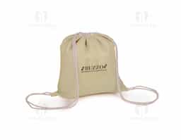 Sacola / Mochila em juta 100% natural com alças duplas em cordão de algodão para fechamento e transporte