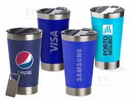 Copo Térmico Inox 500ml com tampa e abridor. 