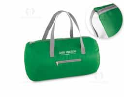 Bolsa esportiva dobrável em 210D ripstop com bolso frontal.