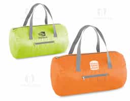 Bolsa esportiva dobrável em 210D ripstop com bolso frontal.