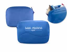 Bolsa multiusos em microfibra com zíper.