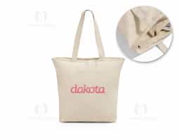 Sacola 100% algodão (280 g/m²) com fecho e bolso interior