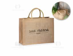 Sacola de compras em juta (360 g/m²) com laminado no interior e com alças curtas acolchoadas