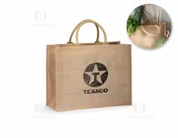 Sacola de compras em juta (360 g/m²) com laminado no interior e com alças curtas acolchoadas
