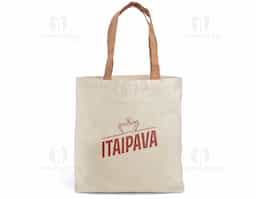 Sacola 100% algodão (180 g/m²) com alças de 60 cm em cortiça e com bolso interior.