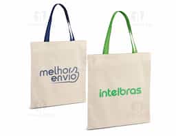 Sacola 100% algodão (140 g/m²) com alças de 60 cm