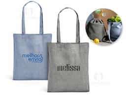 Sacola em algodão reciclado (140 g/m²) com alças de 65 cm