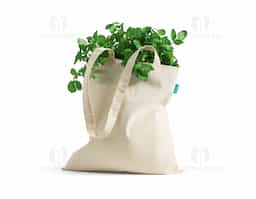 Sacola 100% algodão orgânico (120 g/m²) proveniente de um cultivo sustentável, sem químicos ou pesticidas. Alças de 60 cm e etiqueta Label Organic. 370 x 410 mm