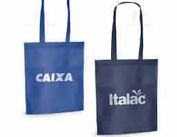 Sacola em non-woven (80 g/m²) termo-selado com alças de 55 cm. 270 x 350 mm