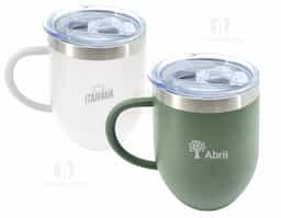 Caneca térmica de inox com capacidade de 350ml, material livre de BPA. Contém tampa acrílica com bocal e trava de segurança.