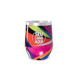 Copo térmico 320ml de parede dupla em inox livre de BPA, contém tampa com bocal.