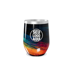 Copo térmico 320ml de parede dupla em inox livre de BPA, contém tampa com bocal.