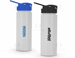 Squeeze de polietileno 550ml com tampa plástica rosqueável, contém alça e tampa protetora para o bocal.				